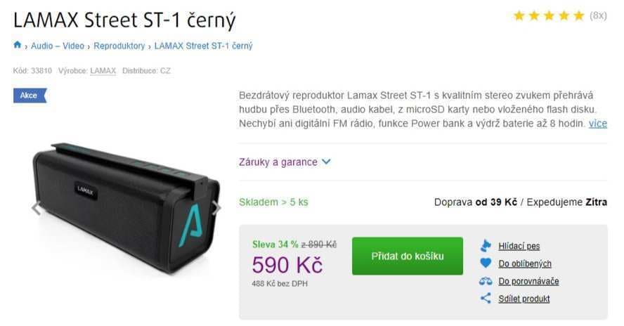 BT reproduktor Lamax, handsfree, powerbanka