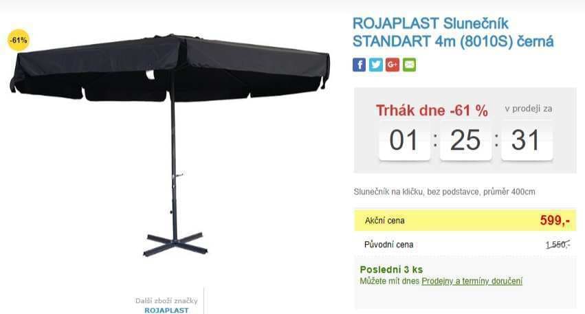 Slunečník Rojaplast, průměr 4 metry