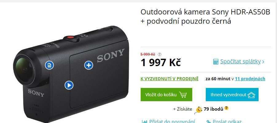 Outdoorová kamera Sony HDR AS50
