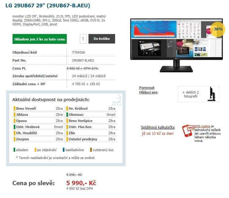 Ultrawide PC monitor LG, 29", repro