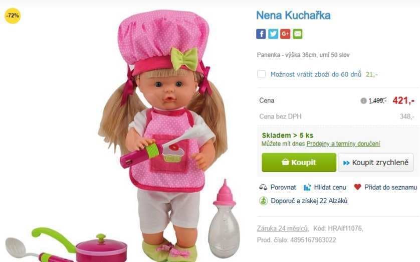 Mluvící panenka Nena Kuchařka, 36 cm