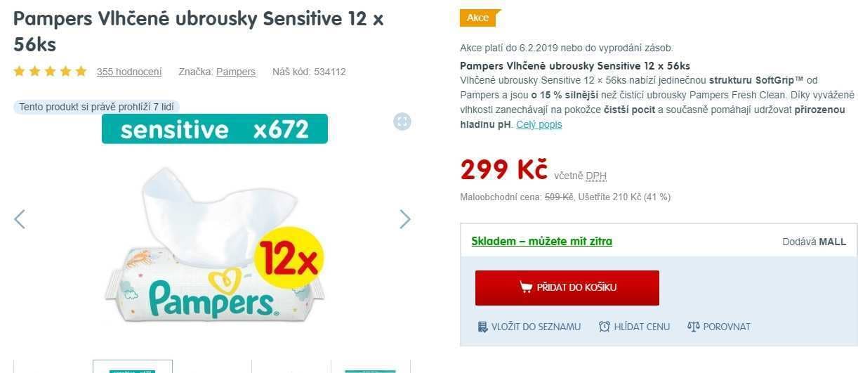 Vlhčené kapesníčky Pampers - 768 ks