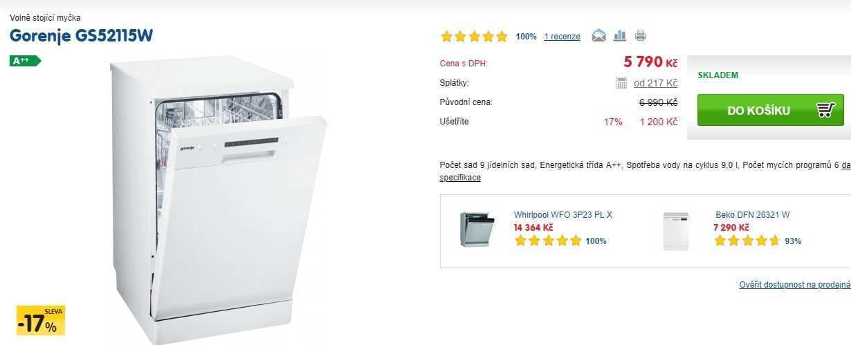 Myčka nádobí Gorenje, 9 sad, A++