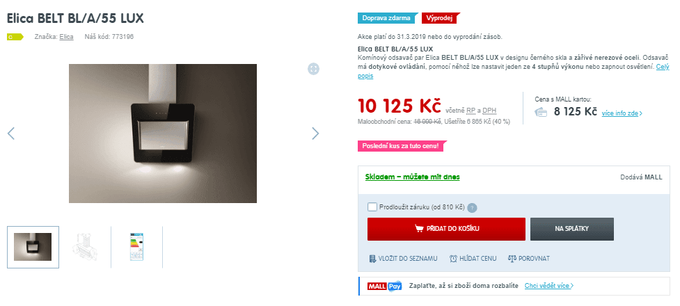 Designová komínová digestoř Elica BELT LUX