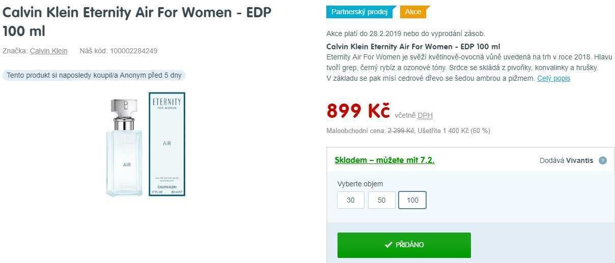 Calvin Klein Eternity Air For Women 100 ml