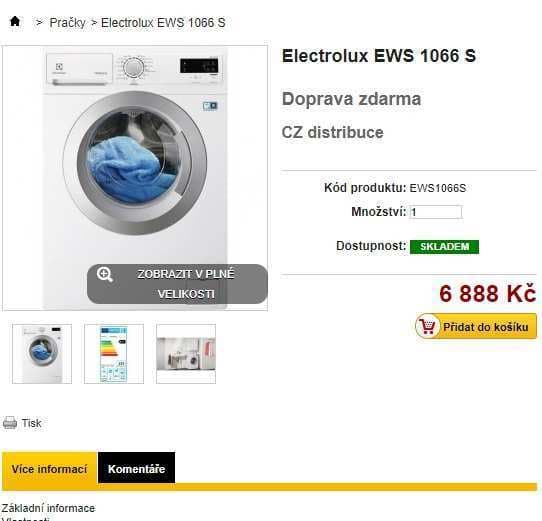 Pračka Electrolux, 6kg, 1000 ot., A+++