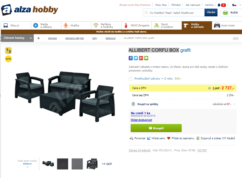 Souprava zahradního nábytku ALLIBERT CORFU