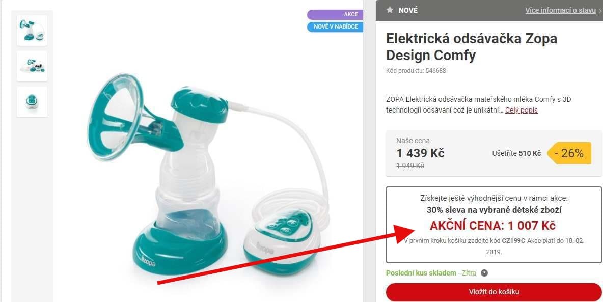 El. odsávačka mateřského mléka ZOPA
