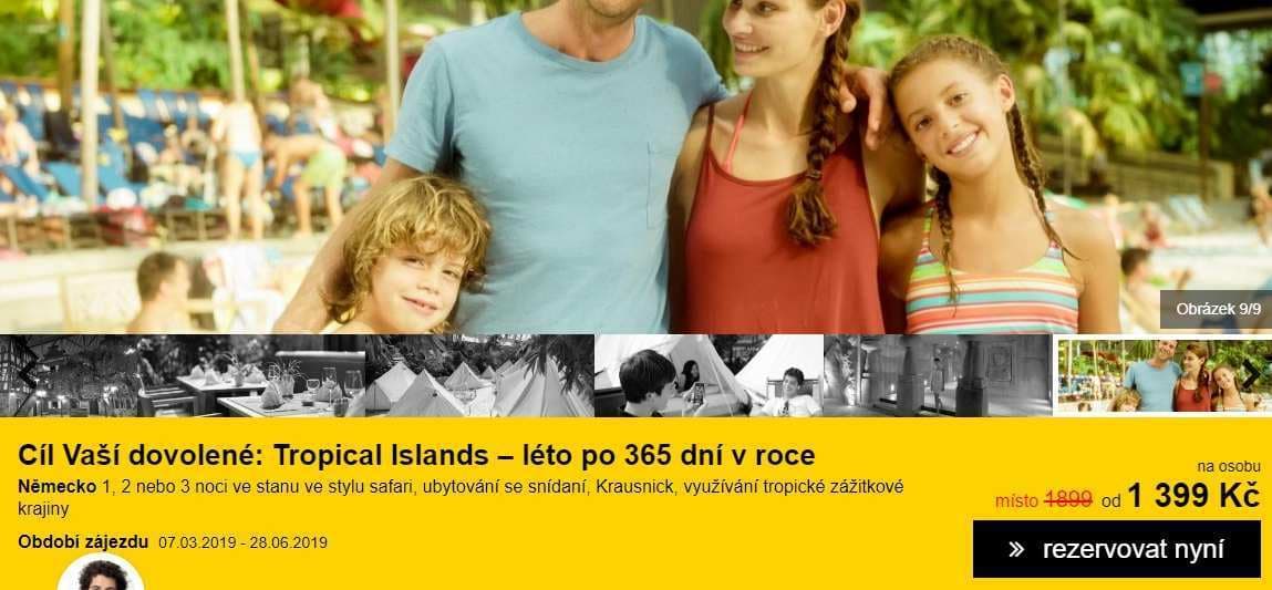 1 noc v Tropical Islands, Německo se snídaní