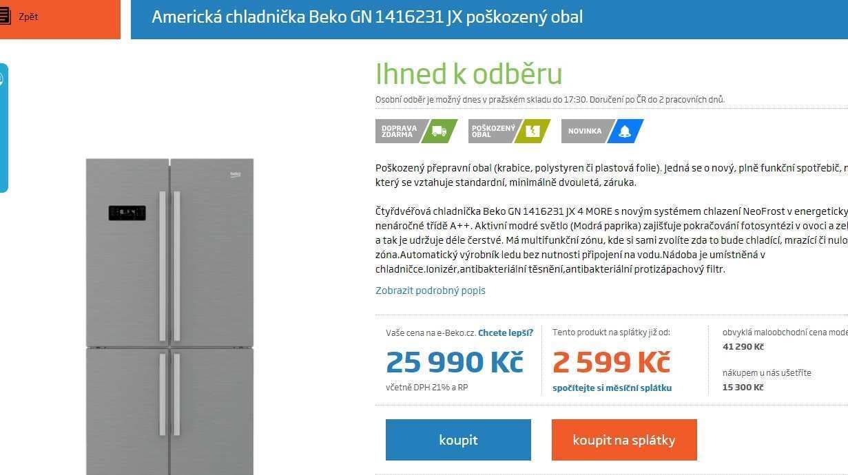 Americká lednice Beko, technologie