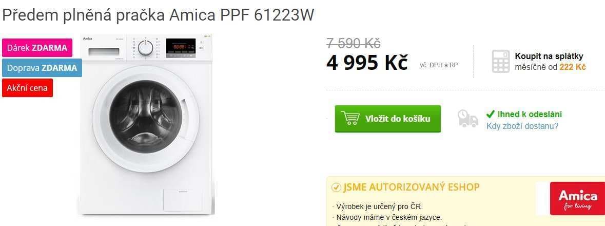 Pračka Amica, 6kg, 1200 ot., A+++