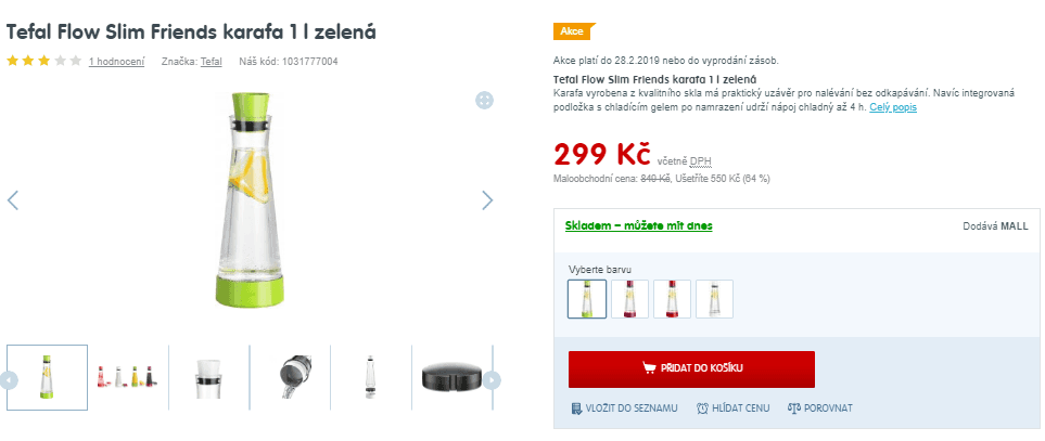 Karafa chladicí Tefal Flow Slim 1 l