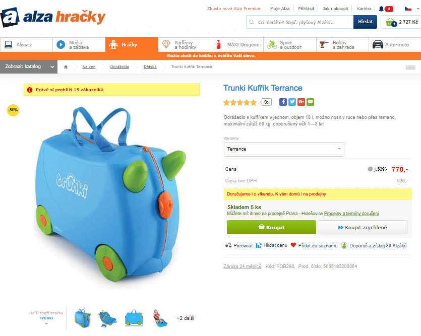 Odrážedlo s kufříkem Trunki Terrance