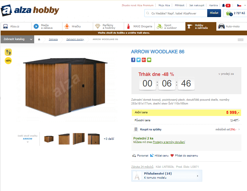 Kovový zahradní domek Arrow WL 86