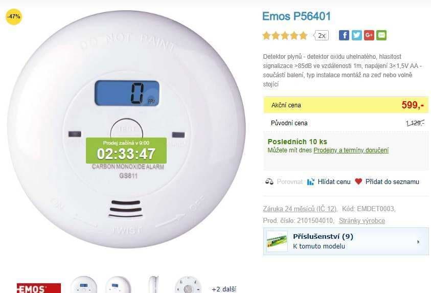 Detektor oxidu uhelnatého Emos