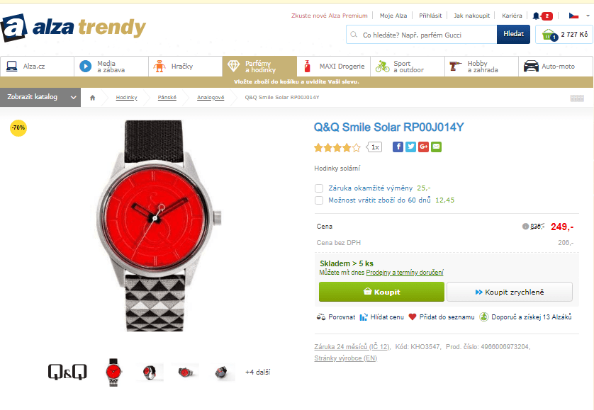 Solární hodinky Q&Q, unisex, 5 ATM