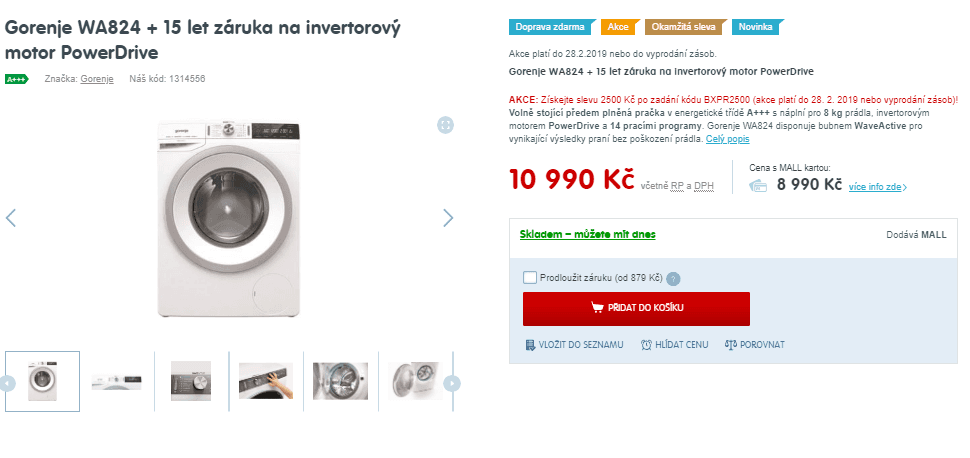 Pračka Gorenje, 8kg, 1200 ot., A+++