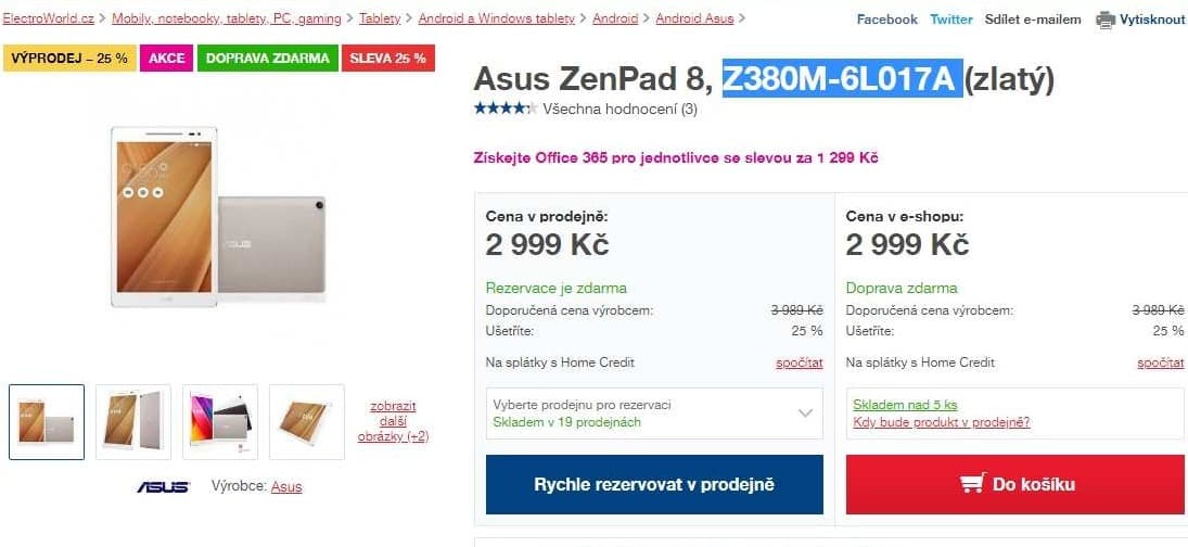 Tablet Asus, 4x 1,3GHz, 2GB RAM, 8"