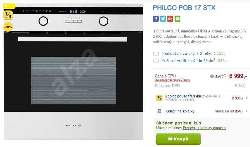 Vestavná trouba Philco, gril