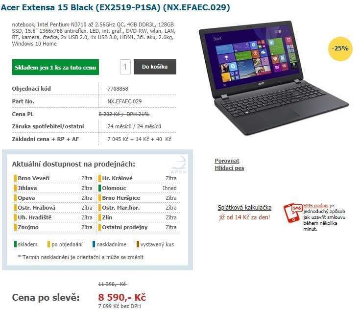 Acer, až 2,56GHz, 4GB RAM, 15,6"