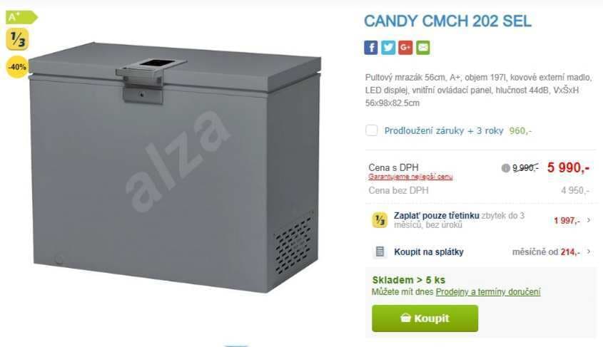 Pultový mrazák Candy, A+