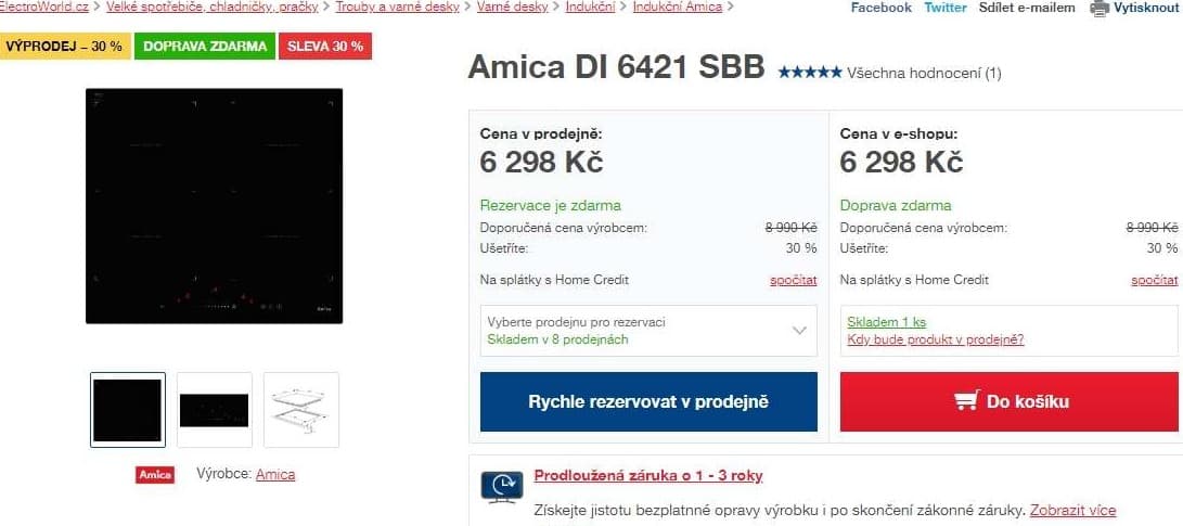 Indukční deska AMICA, Bridge