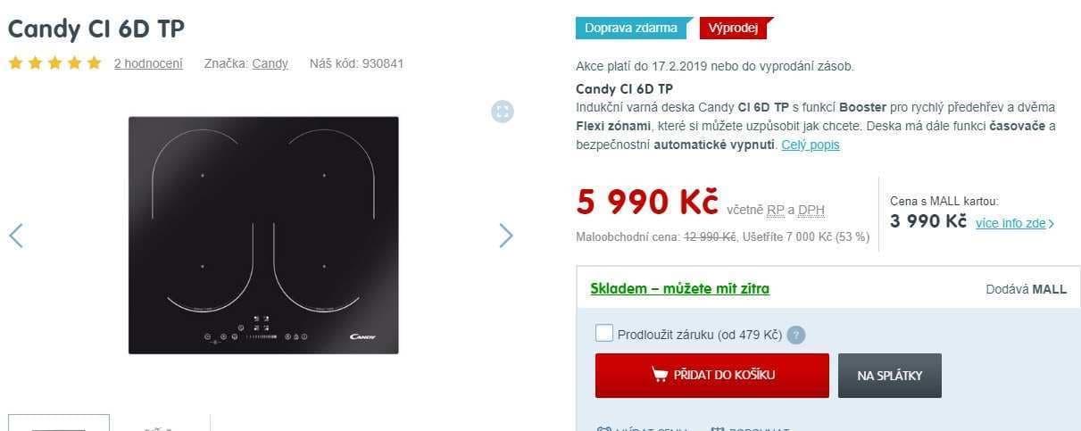 Indukční varná deska Candy
