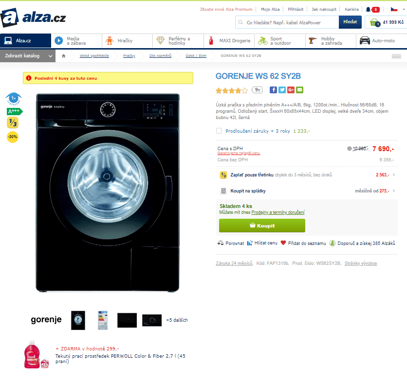 Pračka Gorenje, 6kg, 1200 ot., A+++