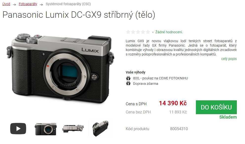 Panasonic Lumix DC-GX9, 20,3MPx, Wifi