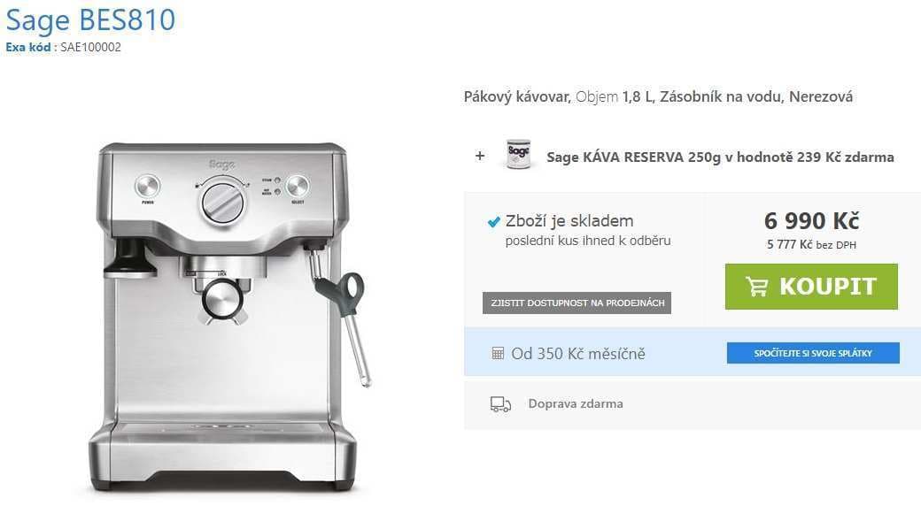 Pákové espresso Sage BES 810