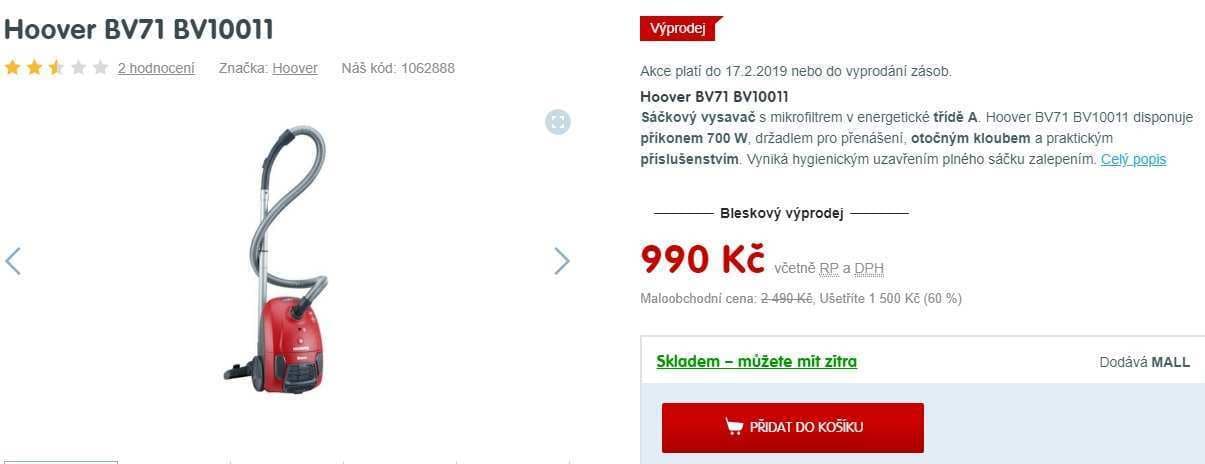 Sáčkový vysavač Hoover