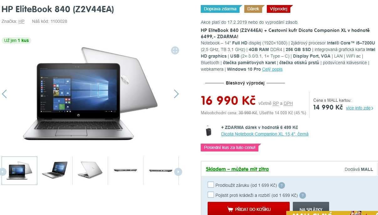 HP EliteBook, i5, až 3,1GHz, 4GB RAM, 14"