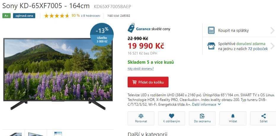 Ultra HD Smart TV, HDR, 164cm, SONY