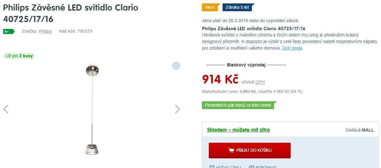 Závěsné LED svítidlo Massive Philips Clario