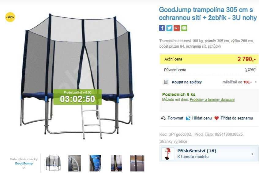 Trampolína GoodJump, 305 cm