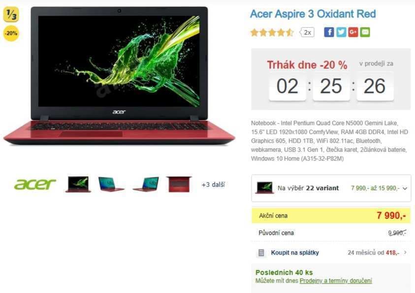 Acer, až 2,7GHz, 4GB RAM, 15,6"