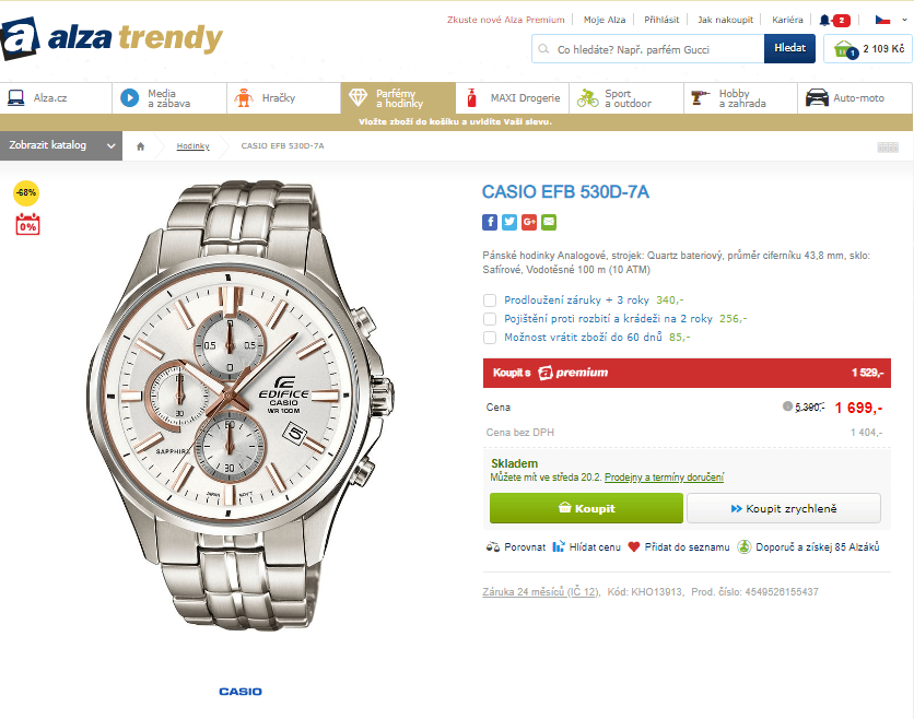 Pánské hodinky Casio EFB 530D-7A