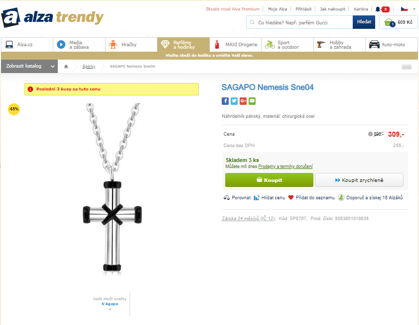 Pánský náhrdelník SAGAPO Nemesis