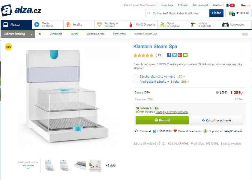 Parní hrnec Klarstein Steam-Spa-G