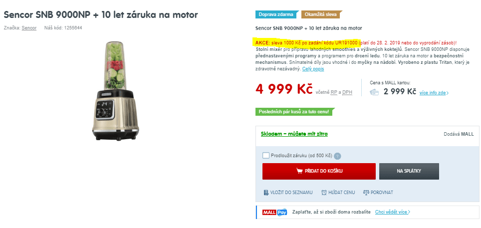 Smoothie nutri mixér Sencor SNB 9000NB