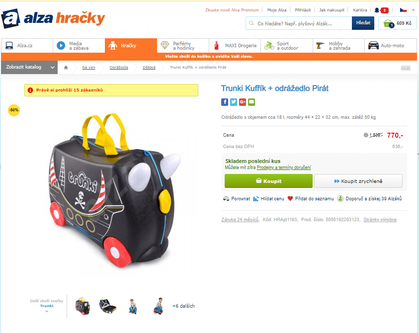 Odrážedlo s kufříkem Trunki Pirát