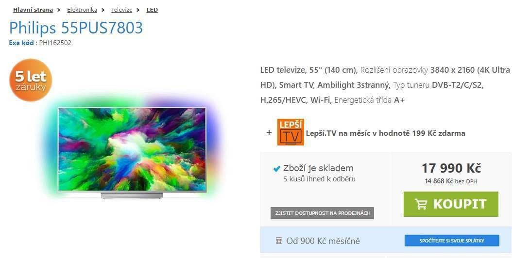 Ultra HD Smart TV, HDR, 138cm, Ambilight, Philips