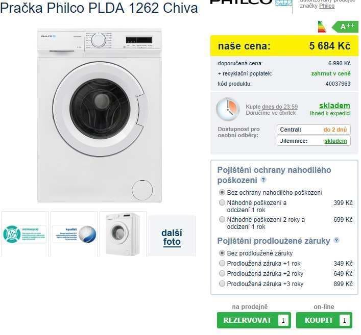 Pračka Philco, 6kg, 1200 ot., A++