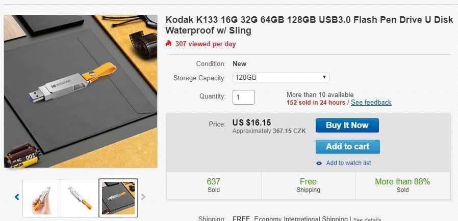 USB flash disk Kodak, 128GB, 3.0