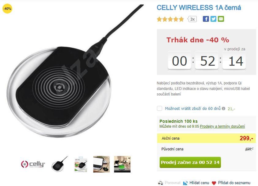 Nabíjecí podložka CELLY WIRELESS, Qi