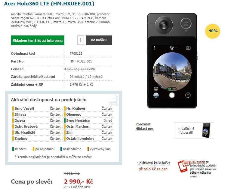 Mobil Acer Holo 360°, 8x 2GHz, 2GB RAM, 3"