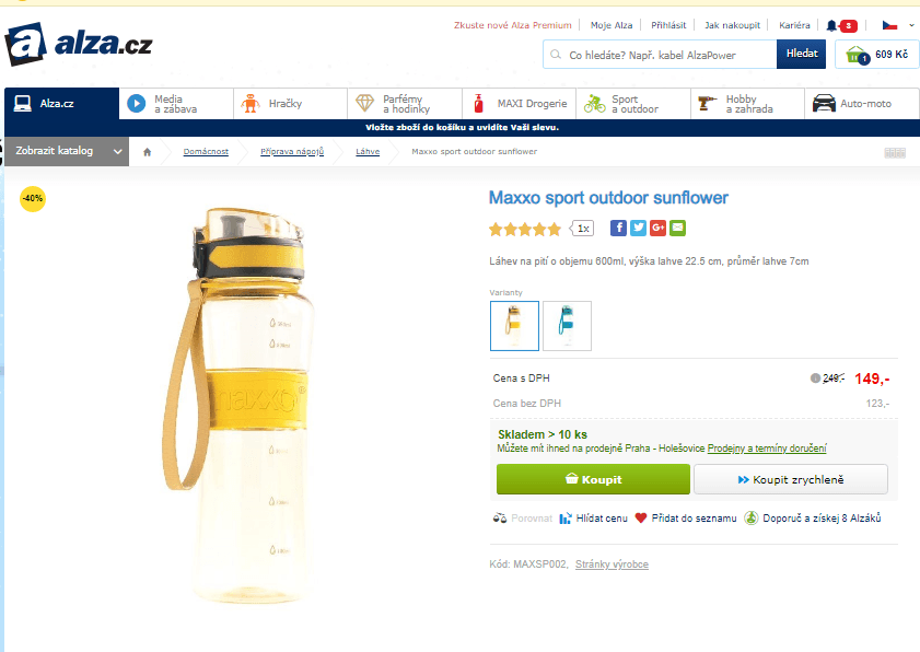 Sportovní outdoorová láhev Maxxo 600 ml