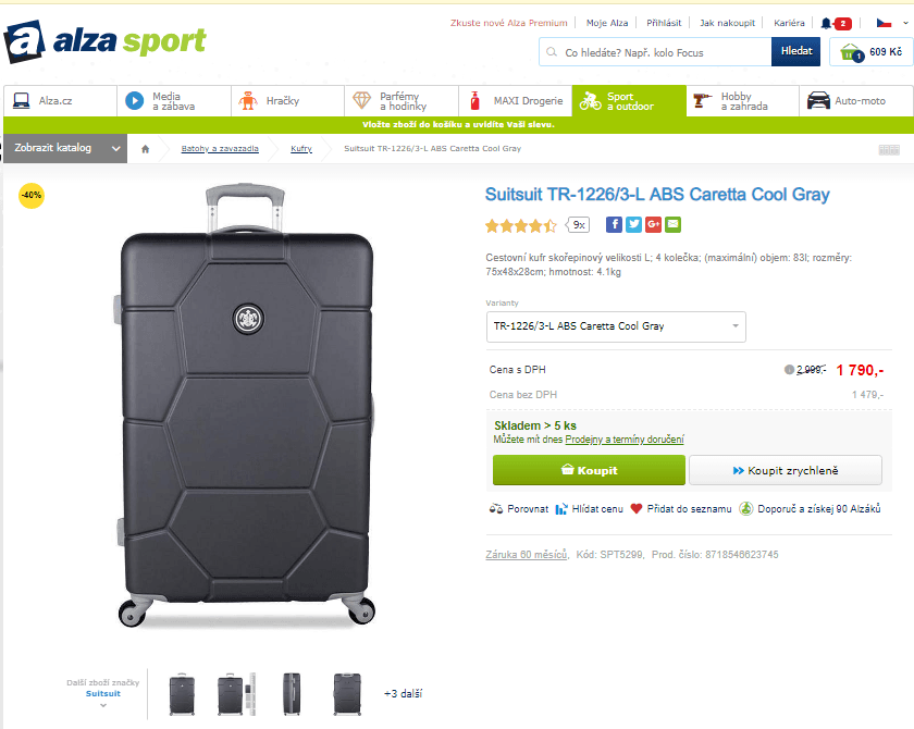 Cestovní kufr SUITSUIT Caretta 88 l