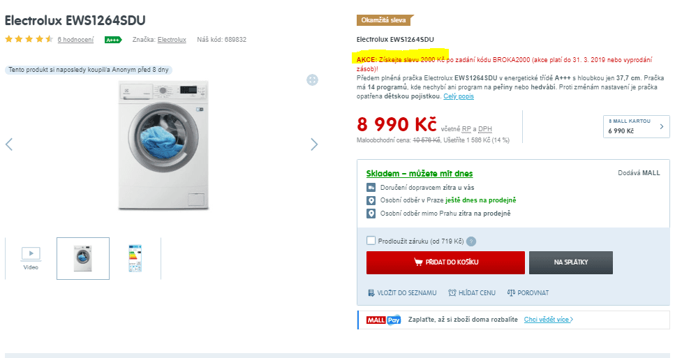Electrolux, 6kg, 1200 ot., A+++, 38cm