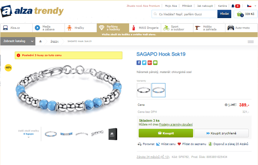 Pánský náramek SAGAPO Hook